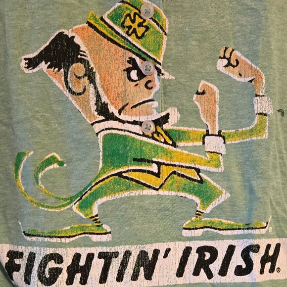 Notre Dame Fighting Irish Sleeveless T-Shirt Tank sz M Green Retro - Picture 2 of 5